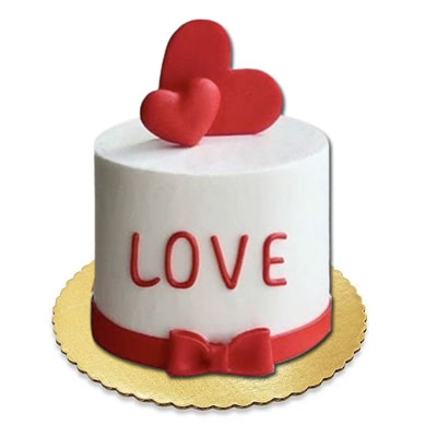 "Round shape cake with Little Hearts (fondant Cake) weight - 3kgs - Click here to View more details about this Product
